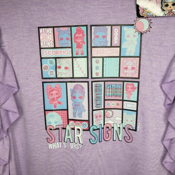 LOL Surprise Girls Sz 14 Ruffle Sleeve Zodiac Tank Top/Tunic, Purple - Picture 2 of 4